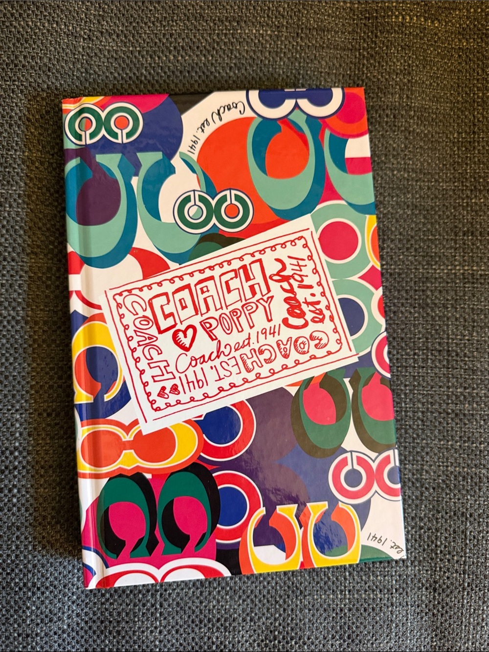 Coach Multicolor Poppy Pattern Hardcover Book - Bright Blue Green Pink Red